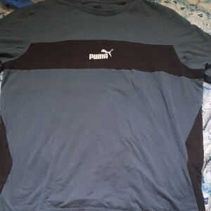 Puma Men's Charcoal and Black Tee